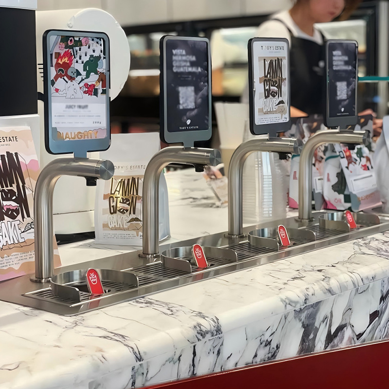 L-type pre mixed coffee machine, cold brewed coffee, sparkling water making equipment, milk pre mixed juice beverage self-service machine
