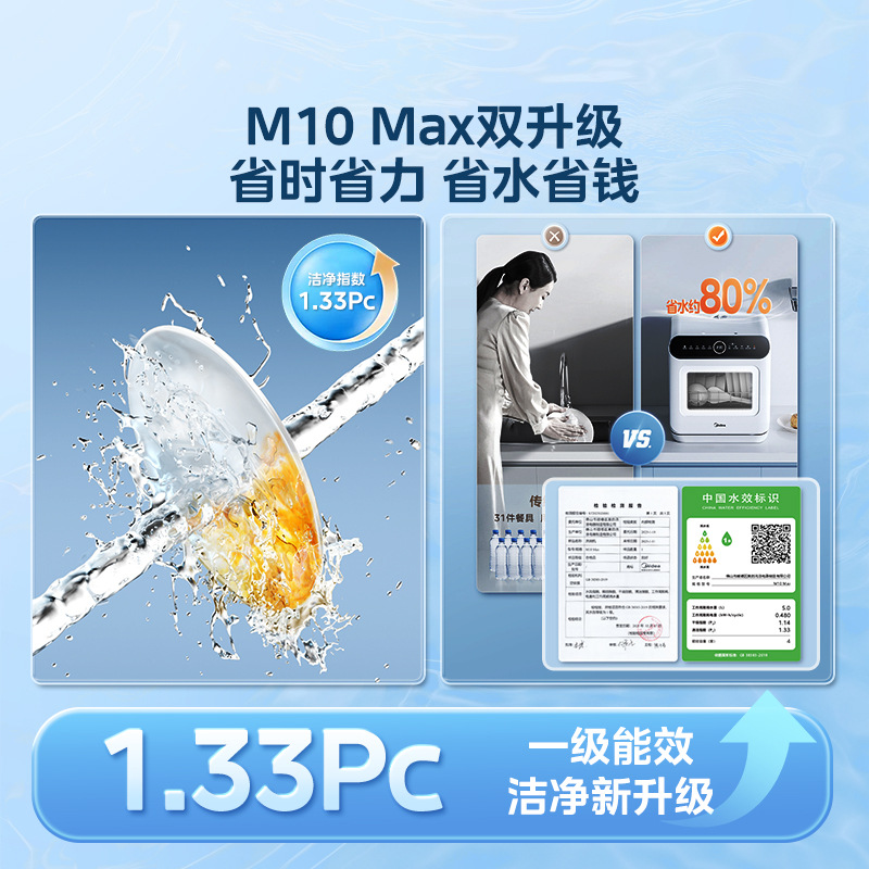 4 комплекта посудомоечных машин Midea для домашнего использования, полностью автоматические, маленькие настольные, не требующие установки, дезинфекции, стерилизации, не требующие установки, первоклассная эффективность использования воды.