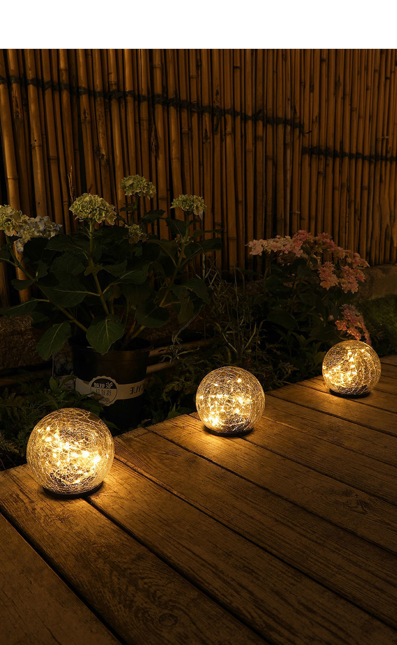 Solar powered ice hockey ground lamp, lawn plug-in lamp, outdoor courtyard garden, step atmosphere decoration, LED crack light