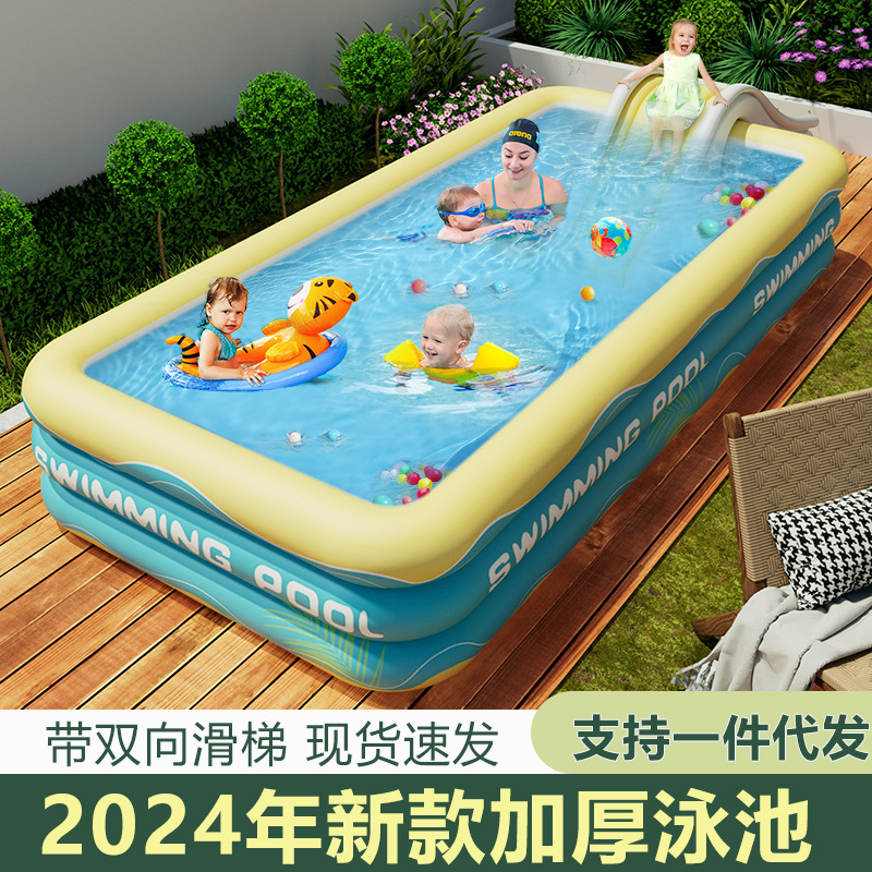 Overseas inflatable swimming pool for home, outdoor, baby, children, family, adult, thick square play pool