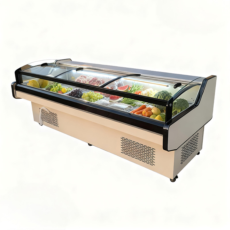 Lingxue Fresh Meat Refrigeration Display Cabinet Supermarket Fresh Store Preservation Equipment Commercial Horizontal Ice Cabinet Direct Cold Air Cold Copper Tube