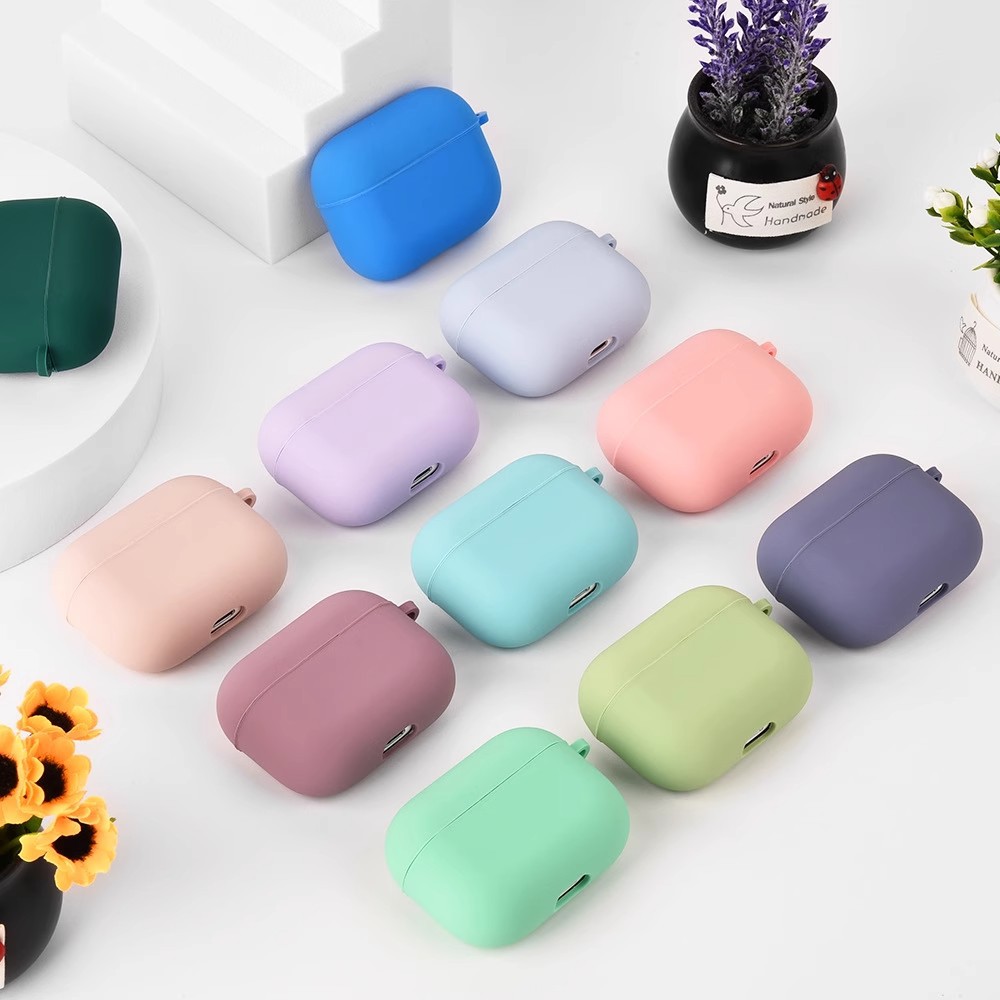 Solid color liquid silicone suitable for AirPods 4th generation protective case, 2nd generation 3rd generation Pro3 Apple Bluetooth earphone soft shell