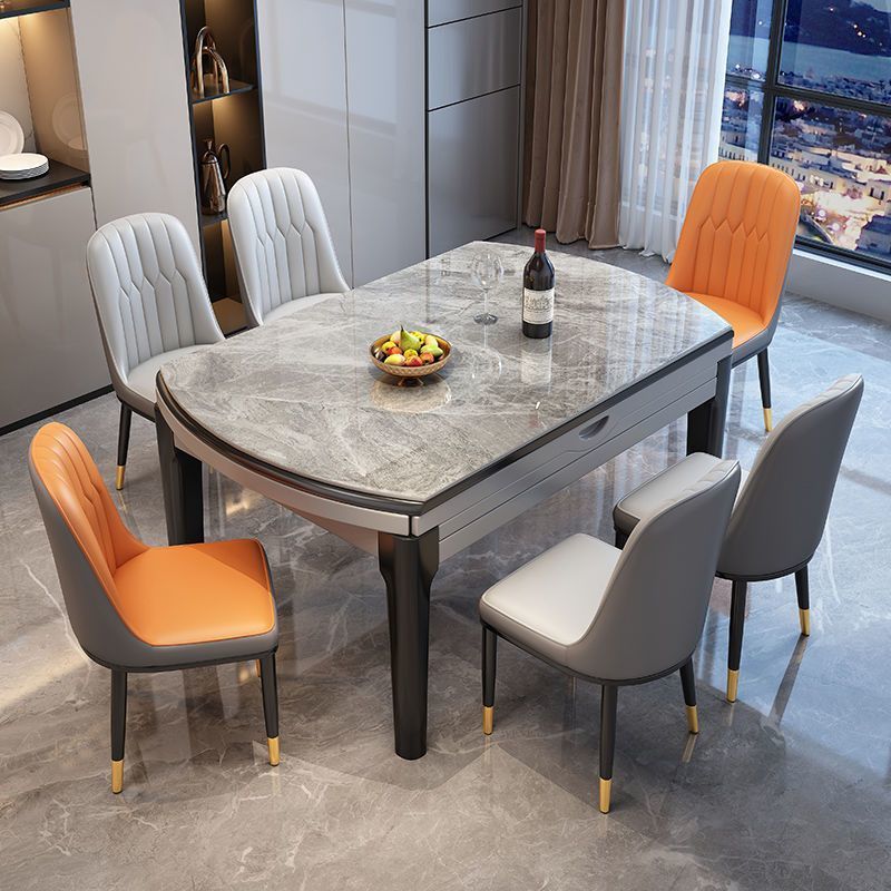 Dining table, home use, high-end rock board dining table, round table, solid wood dining table, chair, circular dining table, extendable folding dining table chair