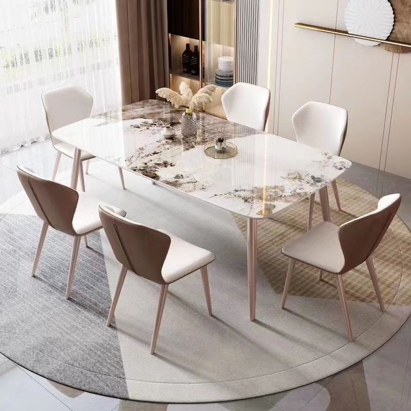 Light luxury and minimalist rock slab dining table, small-sized household, rectangular Beile chair, kitchen, living room, Moran purple dining table and chairs