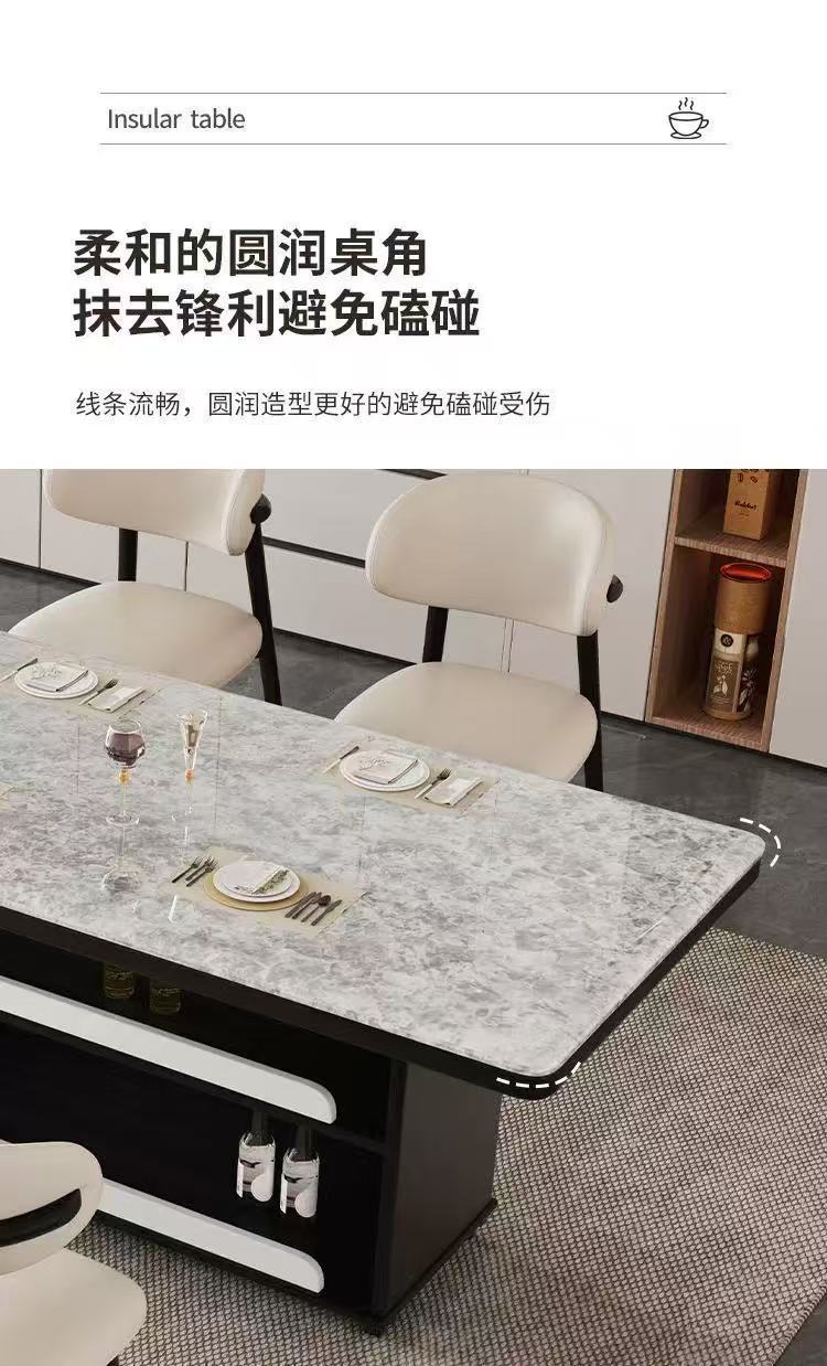 Light luxury ultra crystal island dining table with integrated retractable multifunctional household small unit modern kitchen bar table dining table