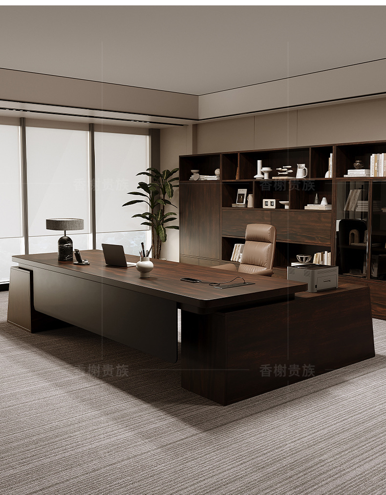 South American black walnut boss desk, modern, simple and high-end feel, chairman's office desk, president's desk, solid wood large desk