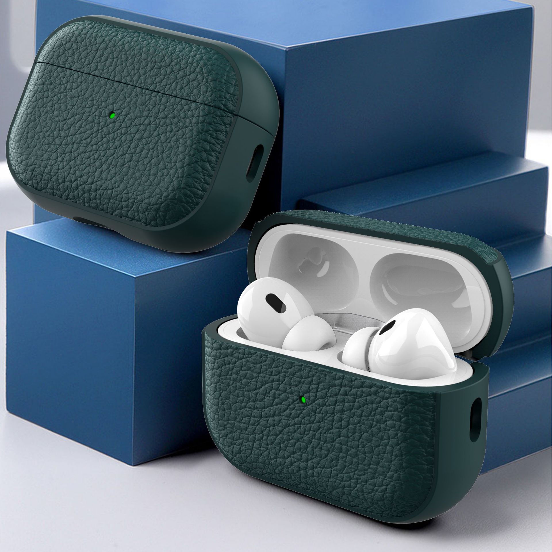 Simple lychee patterned leather suitable for AirPods 4th generation protective case, 2nd and 3rd generation Pro2 Apple Bluetooth earphone case