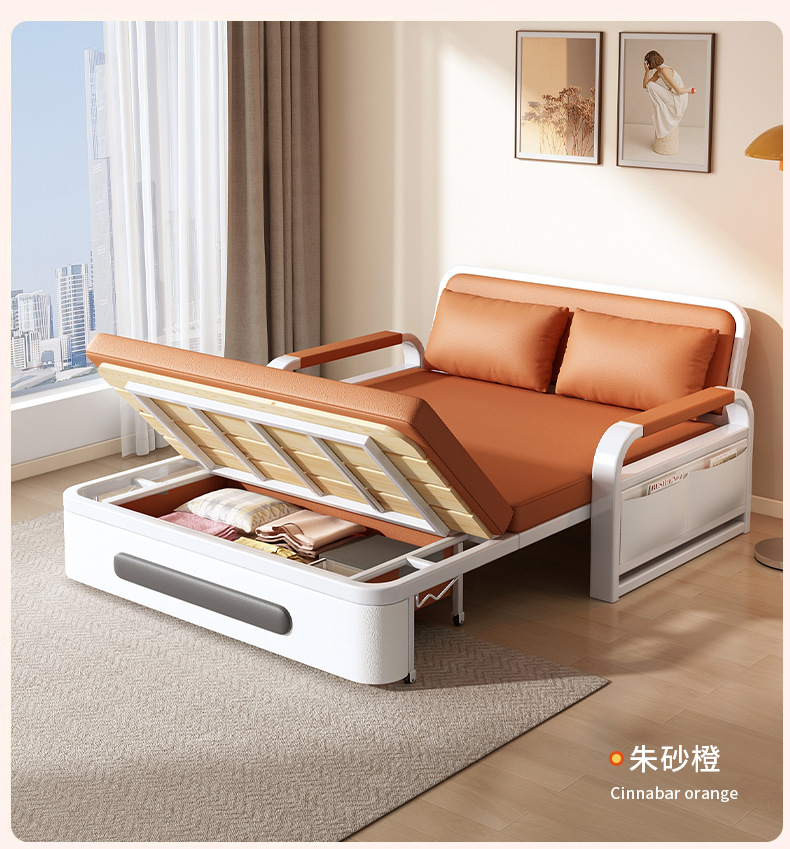 Folding sofa bed, dual-purpose sofa bed, living room multifunctional retractable bed, small-sized cat scratch leather sofa bed, bedroom bed