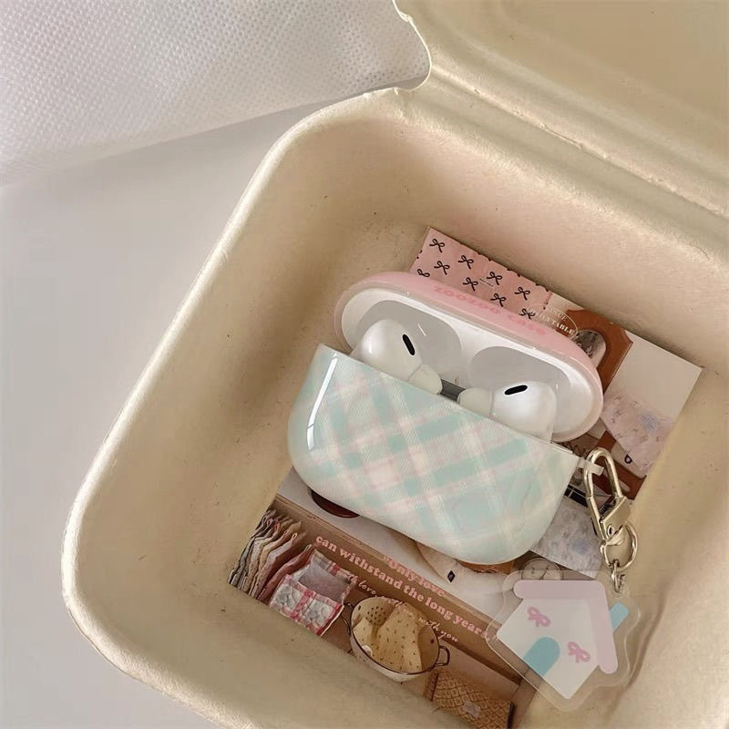 Personalized Ins, niche color blocking grid pattern, Apple's new AirPods, spro3 Bluetooth earphones, 4th generation protective case, 3rd generation 2