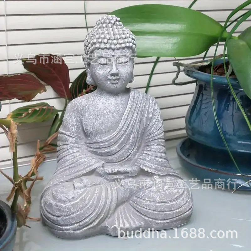 Garden Buddha Statue Decoration Chinese Zen Shakyamuni Sitting Statue Courtyard Decoration Landscape Study Entrance Photography Props