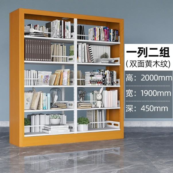 Steel bookshelf, book reading rack, household book storage rack, archive storage rack, double-sided data rack, minimalist design
