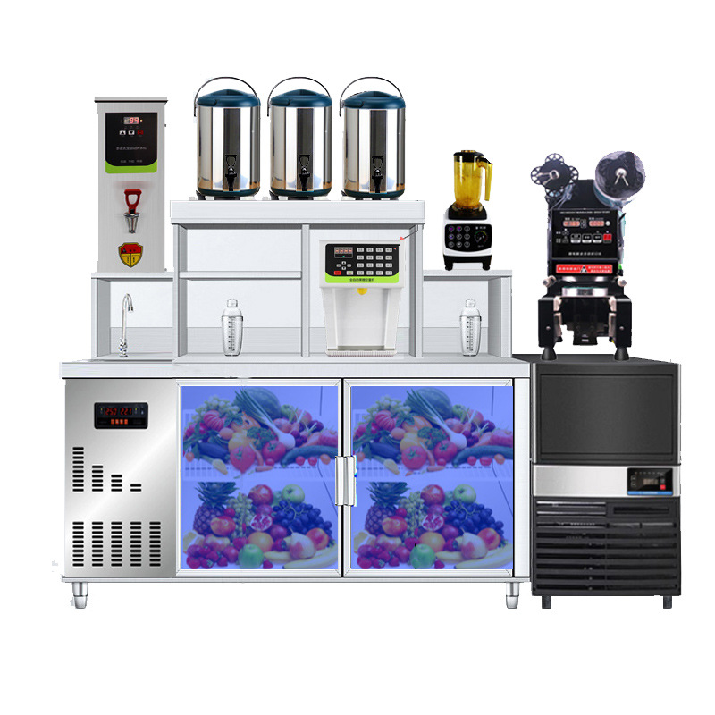 Commercial refrigerated water bar, lemon tea shop, milk tea shop, stainless steel operation table, water bar counter exclusively for use