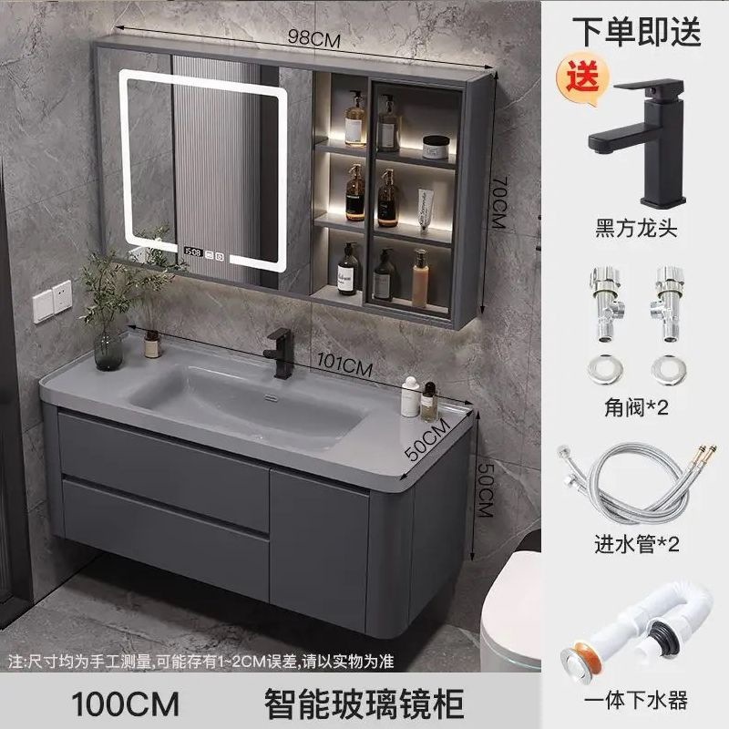 Light luxury washbasin, rock integrated basin, bathroom cabinet, ceramic integrated basin, minimalist washbasin cabinet, combination bathroom cabinet