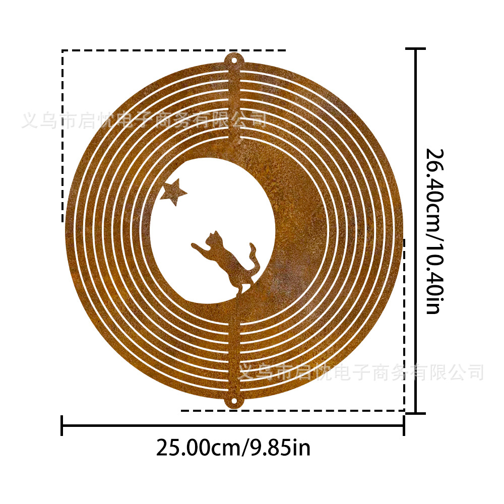 Factory direct sales supply Amazon independent station rusty metal wind chimes 3D heart wind chimes garden outdoor decoration