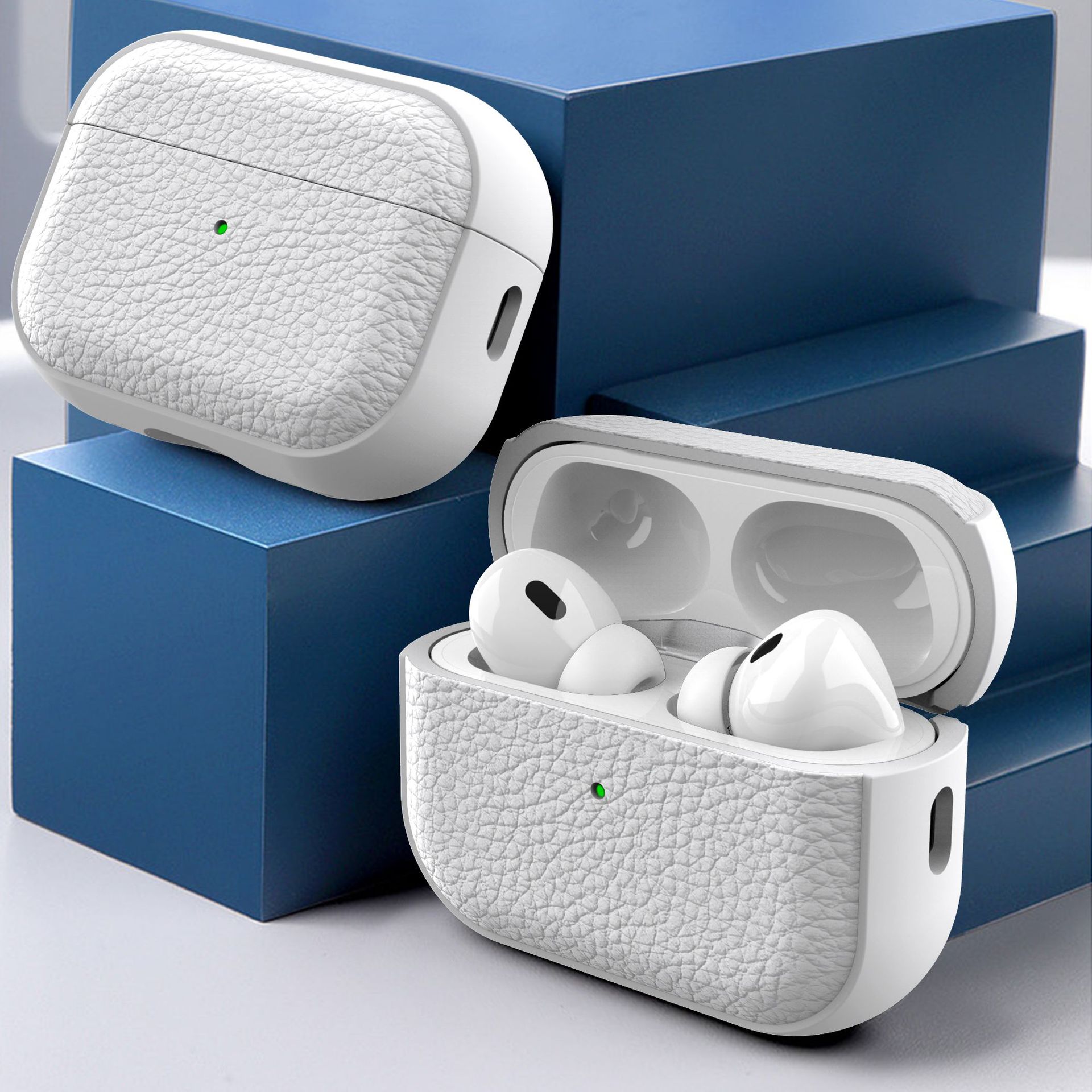 Simple lychee patterned leather suitable for AirPods 4th generation protective case, 2nd and 3rd generation Pro2 Apple Bluetooth earphone case