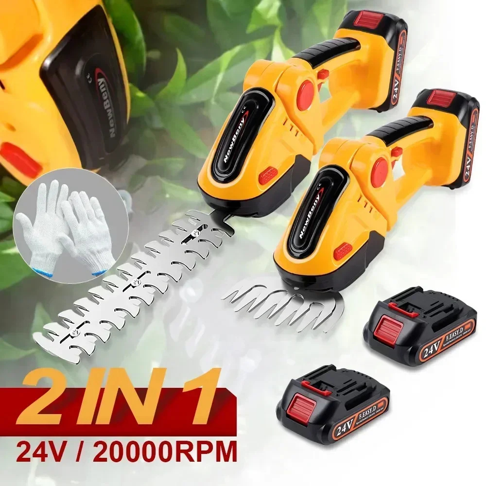 2合1绿篱机20000RPM可充电手持式家用灌木除草修剪割草机花园工具