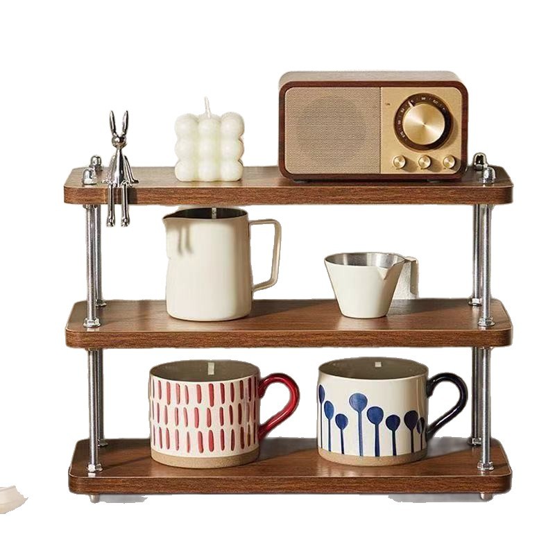 Desktop storage rack, three-layer kitchen coffee rack, office desk partition rack, desktop storage small bookshelf, water cup tea set rack