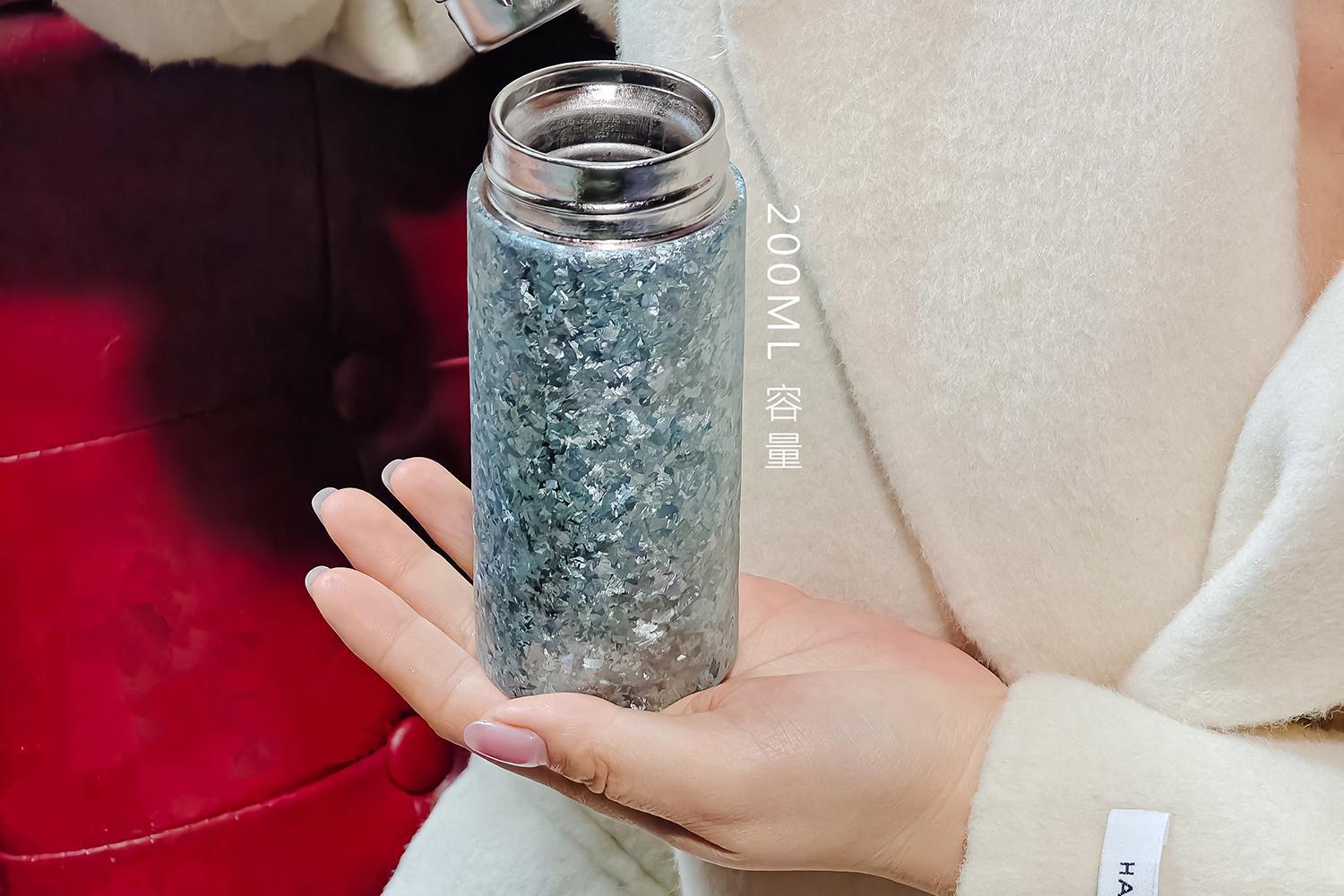 Pure titanium insulated cup, pocket cup, large ice flower portable water cup, 200ml ultra light titanium baby and children's gift