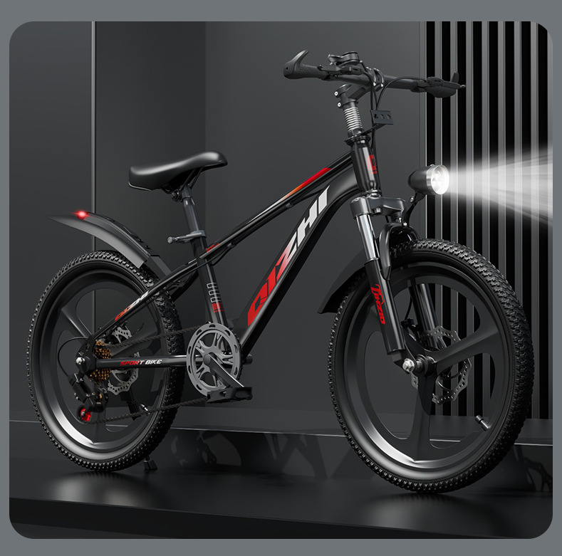 Children's mountain bikes for children aged 6-12 years old, primary and secondary school students, single speed variable speed disc brake, male and female bike holding brake