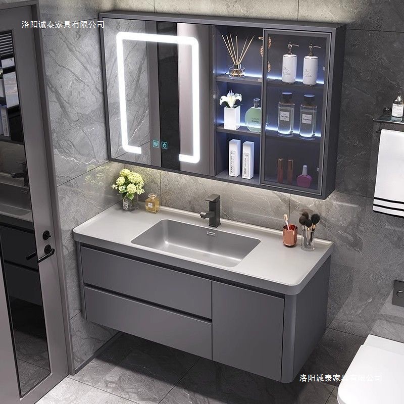 Light luxury washbasin, rock integrated basin, bathroom cabinet, ceramic integrated basin, minimalist washbasin cabinet, combination bathroom cabinet
