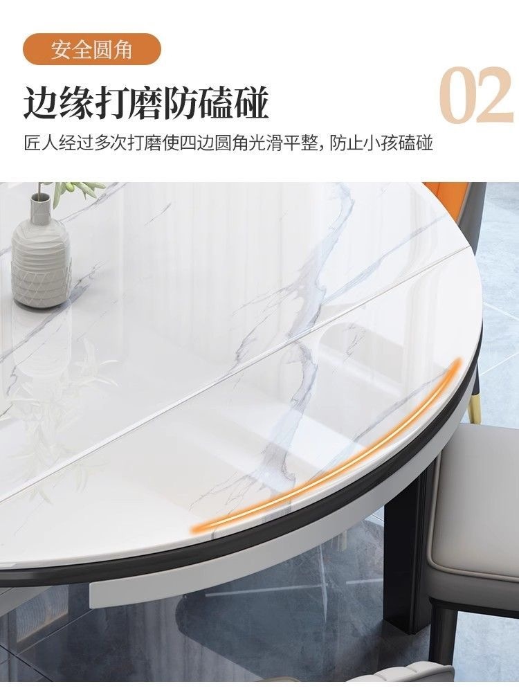Solid wood rock board dining table and chair combination for small household use, foldable and extendable multifunctional with induction cooker, light luxury and simple design