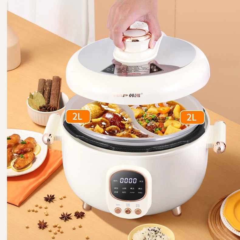 Электрическая скороварка Hanpai HP-40H9-S с трехкамерным керамическим вкладышем, 4л
