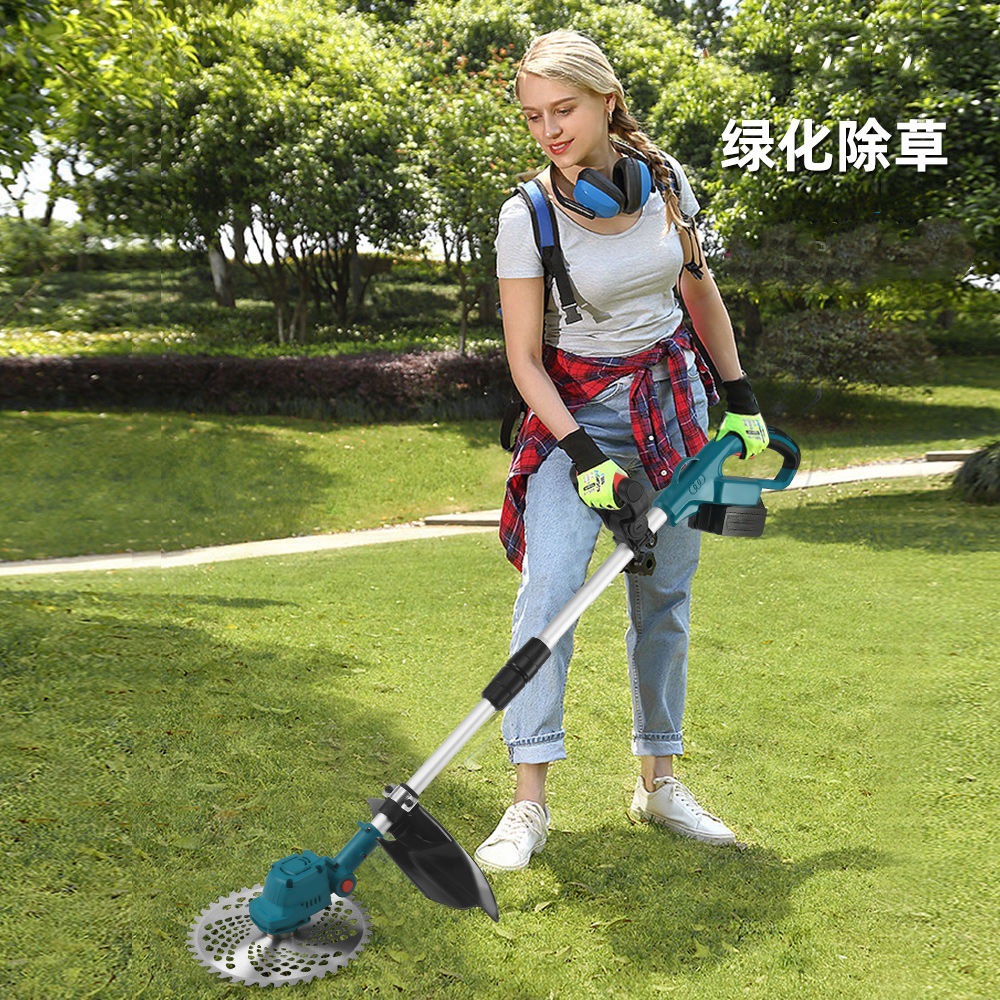 21V10 inch brushless lawn mower with electric cutting of shrubs, long handle and extendable trimming of lawns, weeding machine, trimming machine