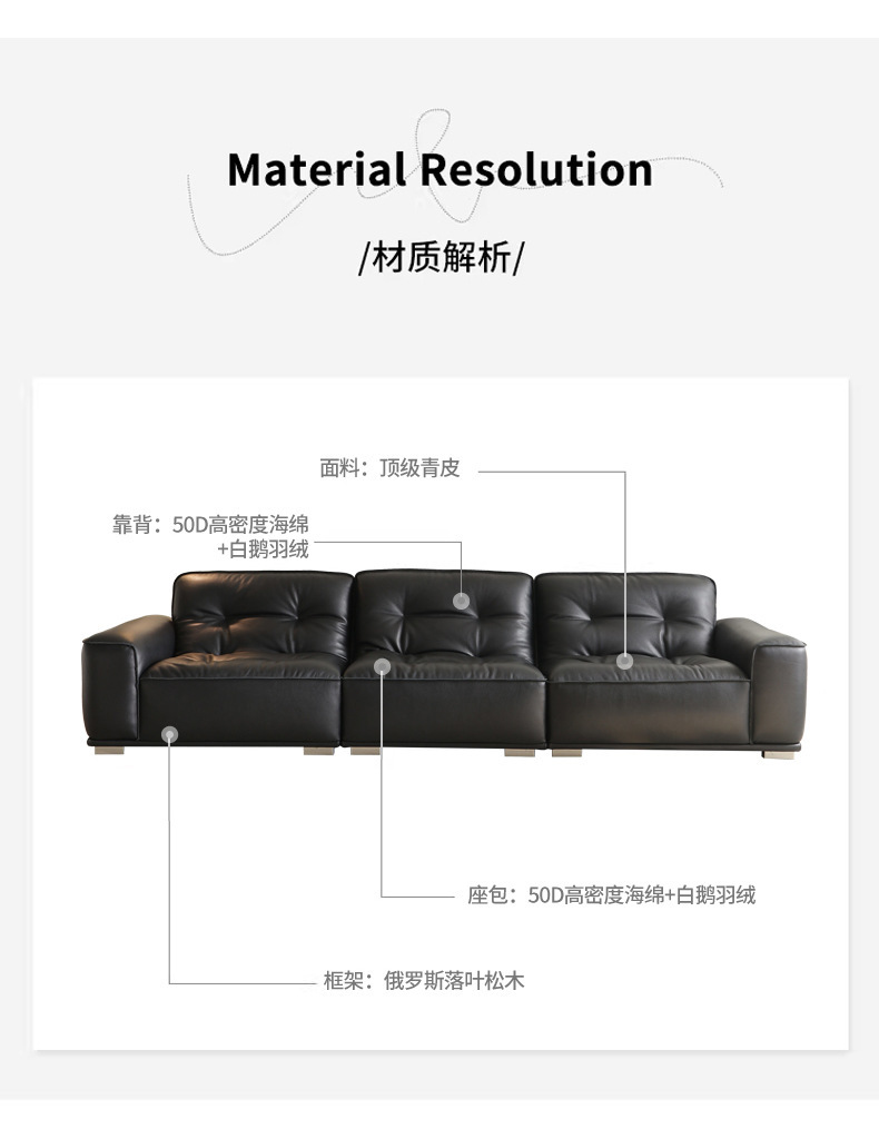 Foshan Furniture Black Diamond Full Sofa Large House Villa Living Room Designer Italian Style Extremely Simple Sofa Arrangement