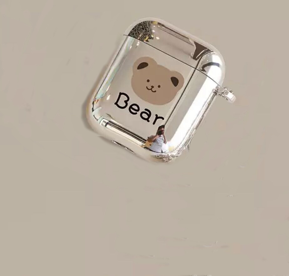 Suitable for Apple Pro2 earphone case electroplated soft shell earphone case suitable for AirPods 2 generation teddy bear pendant earphone case