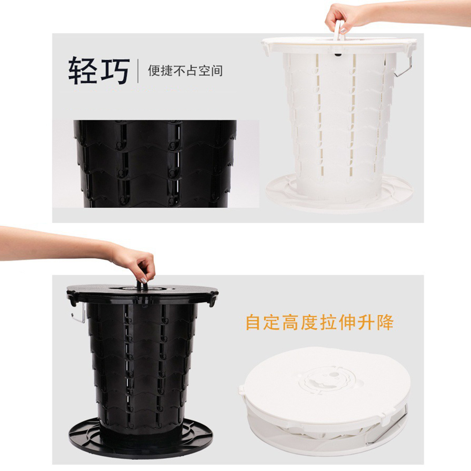 Portable 10th generation folding toilet, car mounted camping emergency toilet, garbage bin, adjustable stool, wholesale