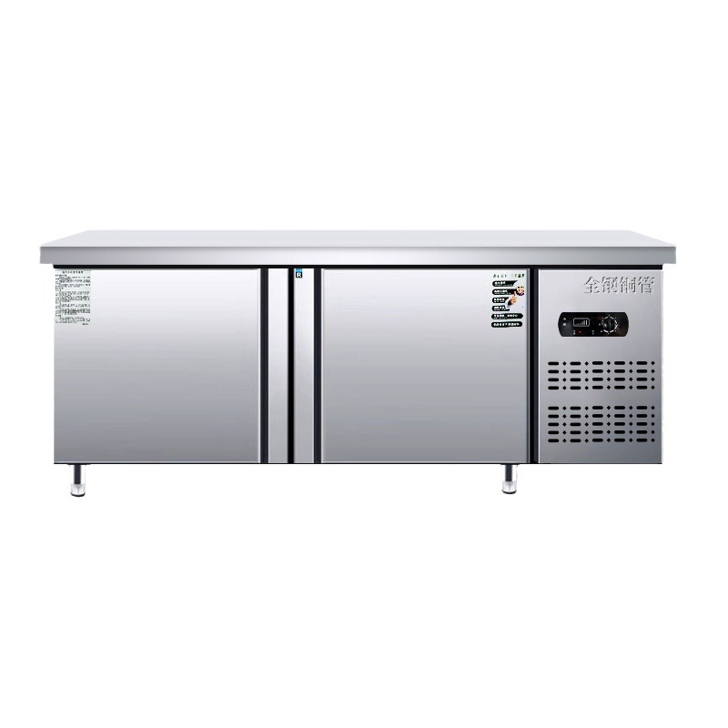 Flat cooling operation table, commercial 4-6 door freezer, stainless steel fresh-keeping refrigeration workbench, dual temperature operation table