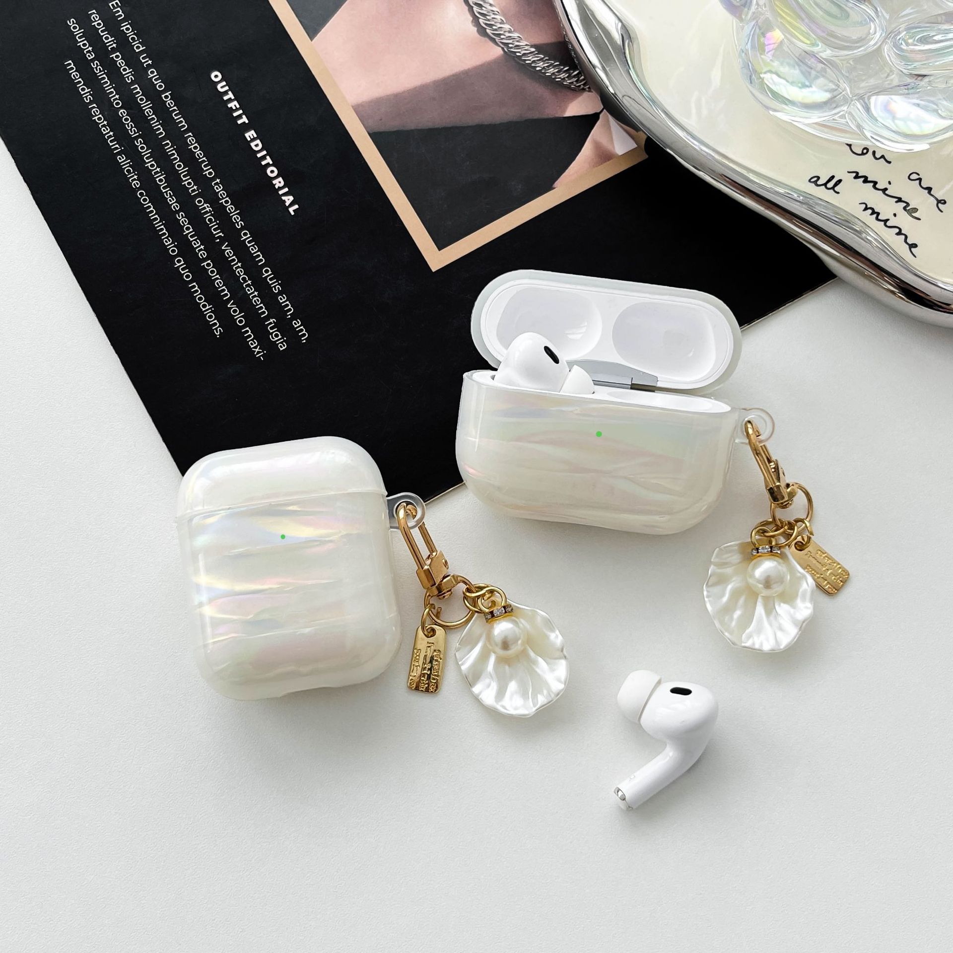 适用AirPods1/2代蓝牙耳机保护套 3代Pro仿真贝壳纹 Pro2软壳批发