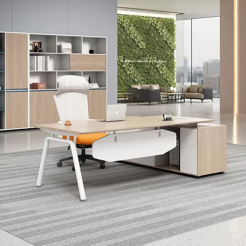 Modern minimalist home study, office desk, boss's office, large shift desk, manager's combination office space