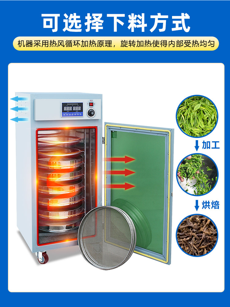Multi functional rotary baking and drying machine for household and commercial use, tea and coffee bean baking machine, food and fruit dehydrator