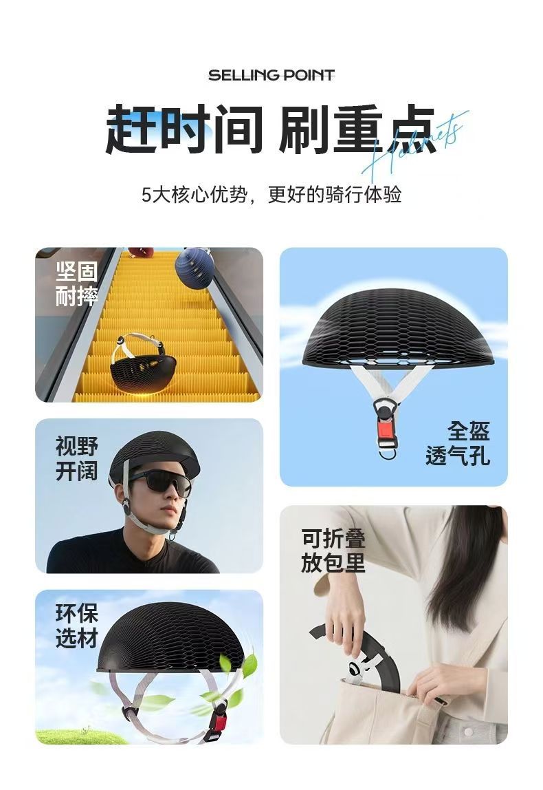 Manufacturer's direct supply of paper folding helmets, lightweight protective bicycle helmets, wholesale, environmentally friendly and breathable