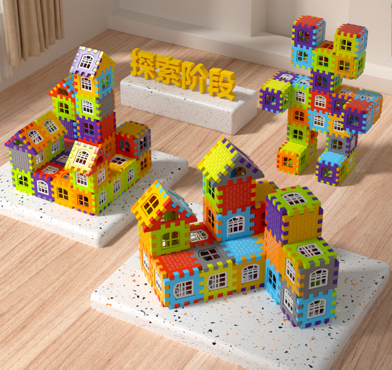 New large house building blocks DIY super thick puzzle children's toys for boys and girls playing house gifts 3D blocks