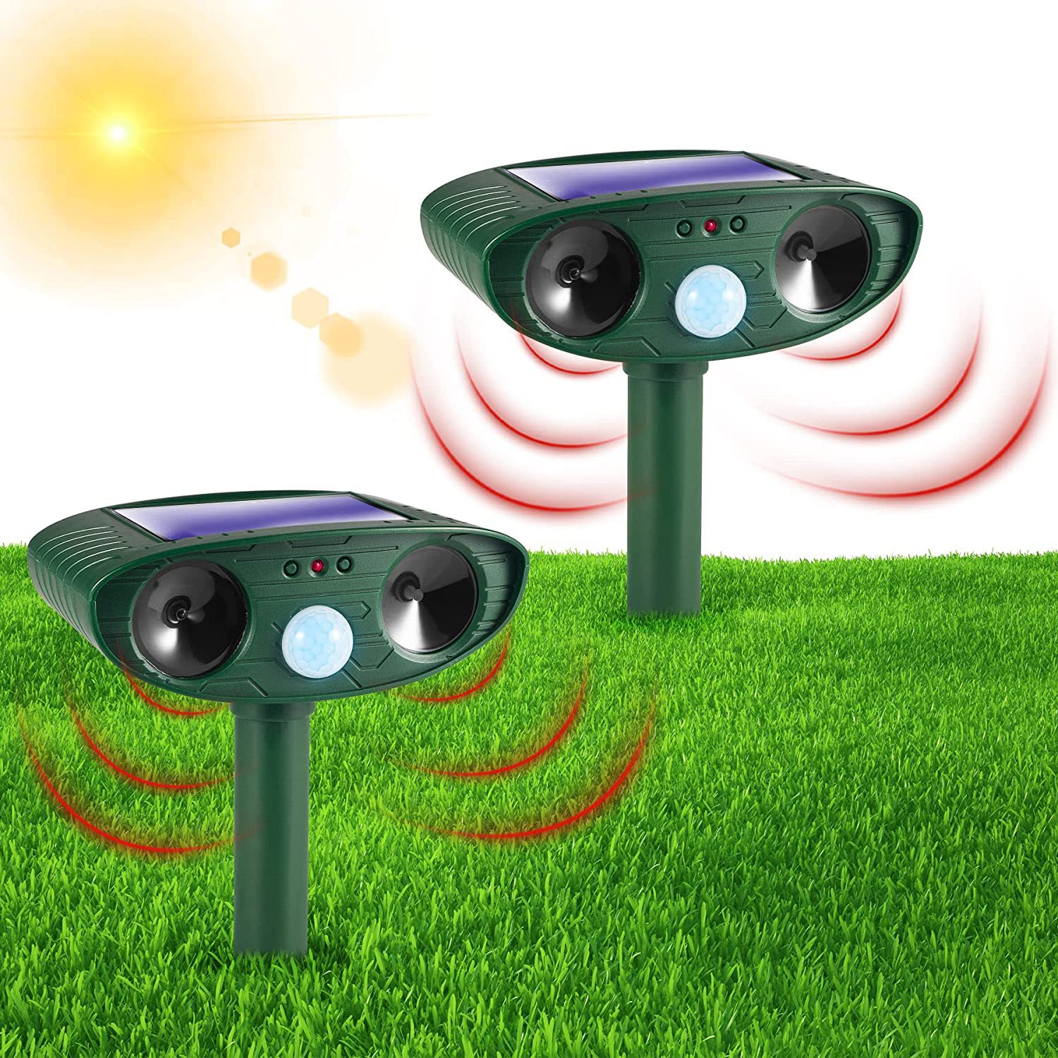 Multi functional outdoor solar ultrasonic animal repellent, mouse repellent, bird repellent, cat and dog repellent