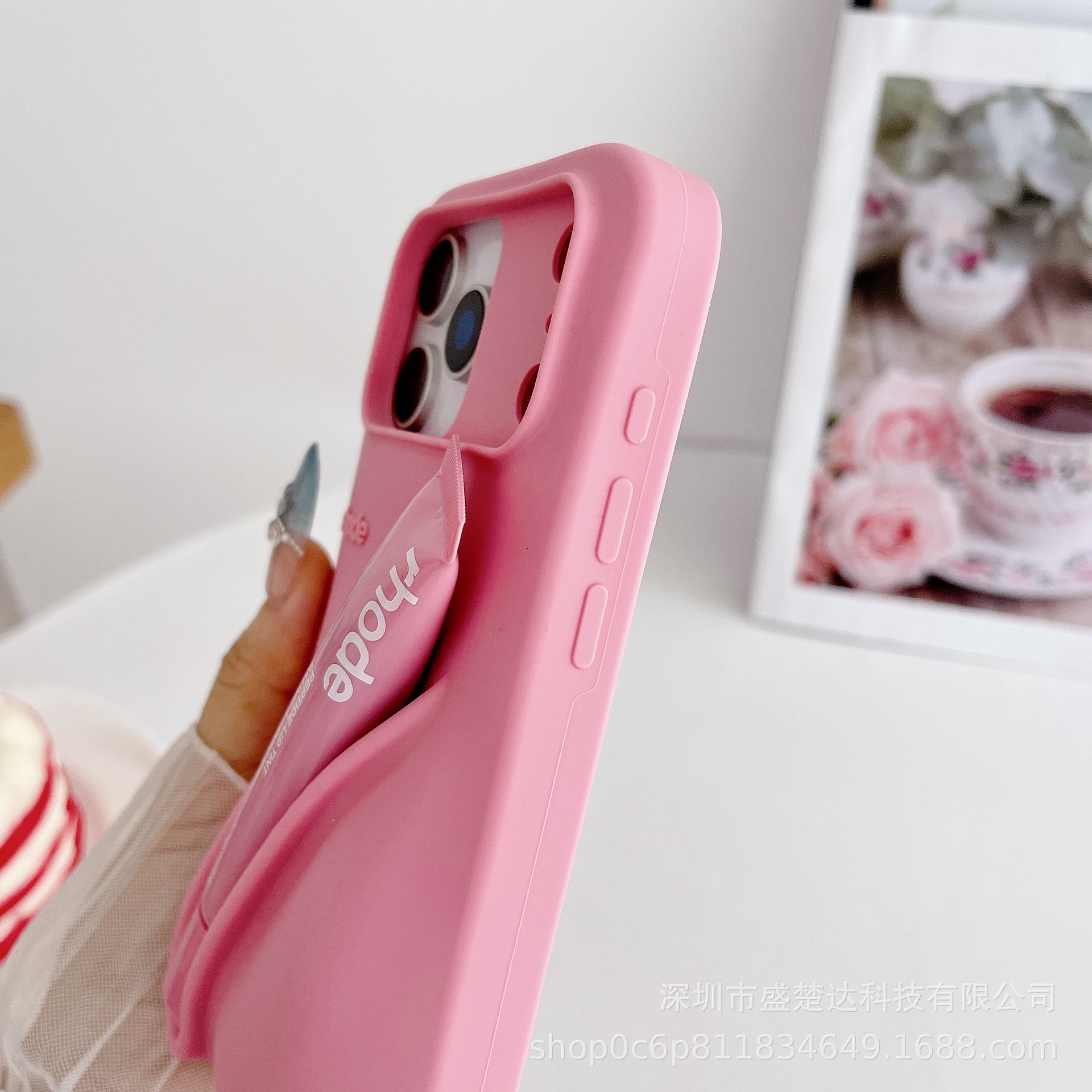 Foreign trade applicable iPhone 17 Promax Haley Rhode mouth red lip glazed silicone phone case 16p soft protective cover