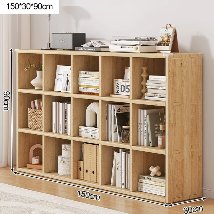 Solid wood bookshelf, floor to ceiling, household bedroom, bedside table, bookshelf, integrated sandwich, bedside storage cabinet, living room cabinet