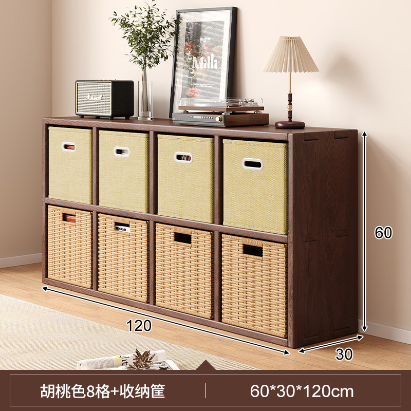 Solid wood bookshelf, floor to ceiling, household bedroom, bedside table, bookshelf, integrated sandwich, bedside storage cabinet, living room cabinet