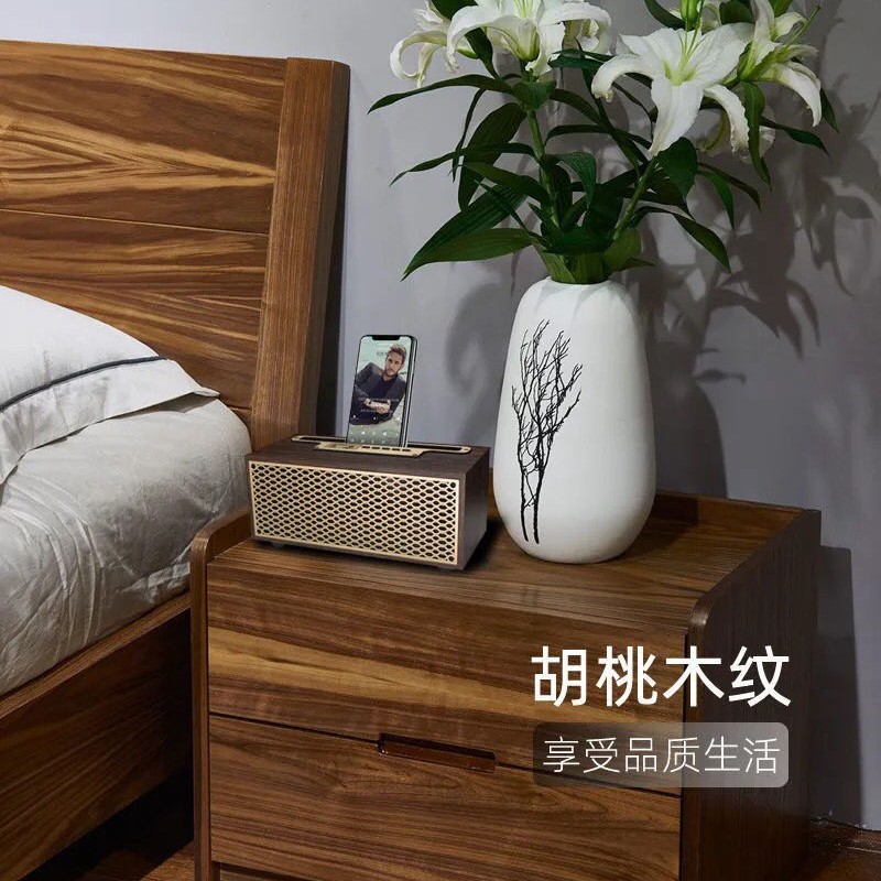 Беспроводная Bluetooth колонка с деревянным корпусом и подставкой для смартфона