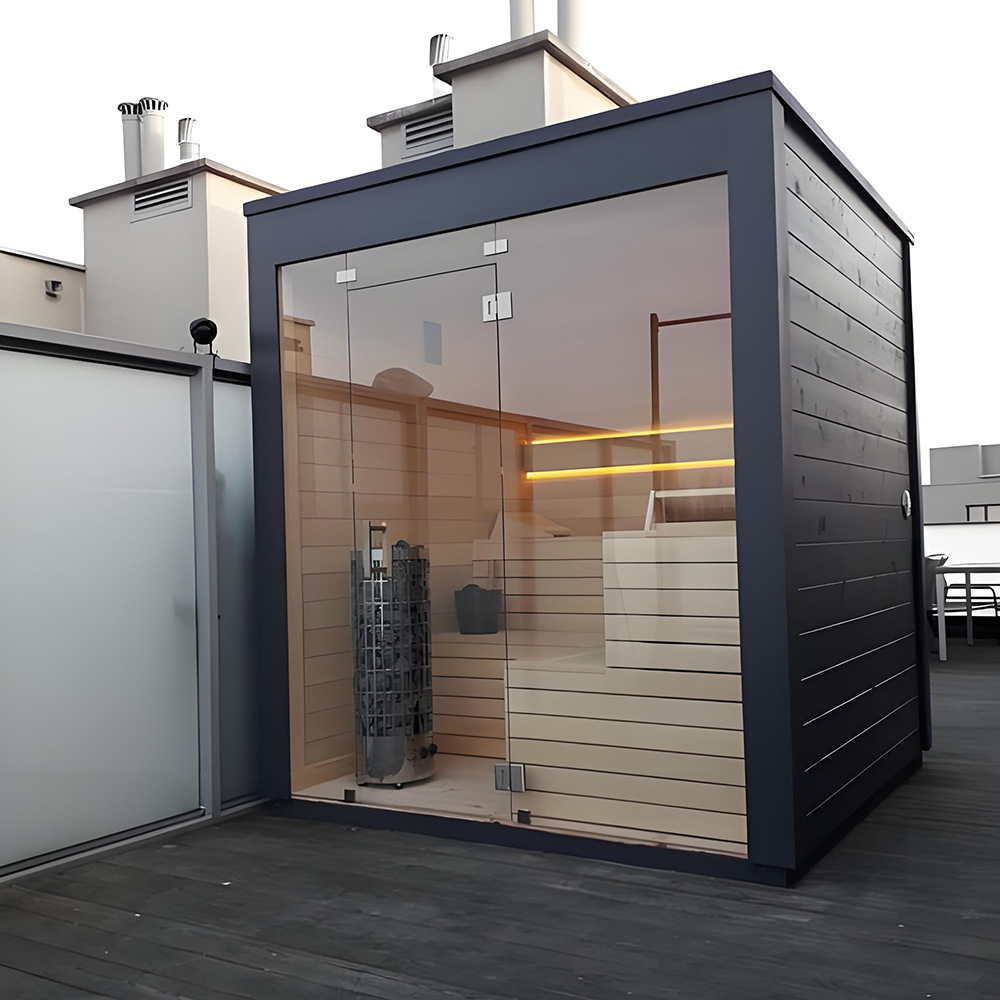 4-6 person outdoor sauna room with red cedar wood