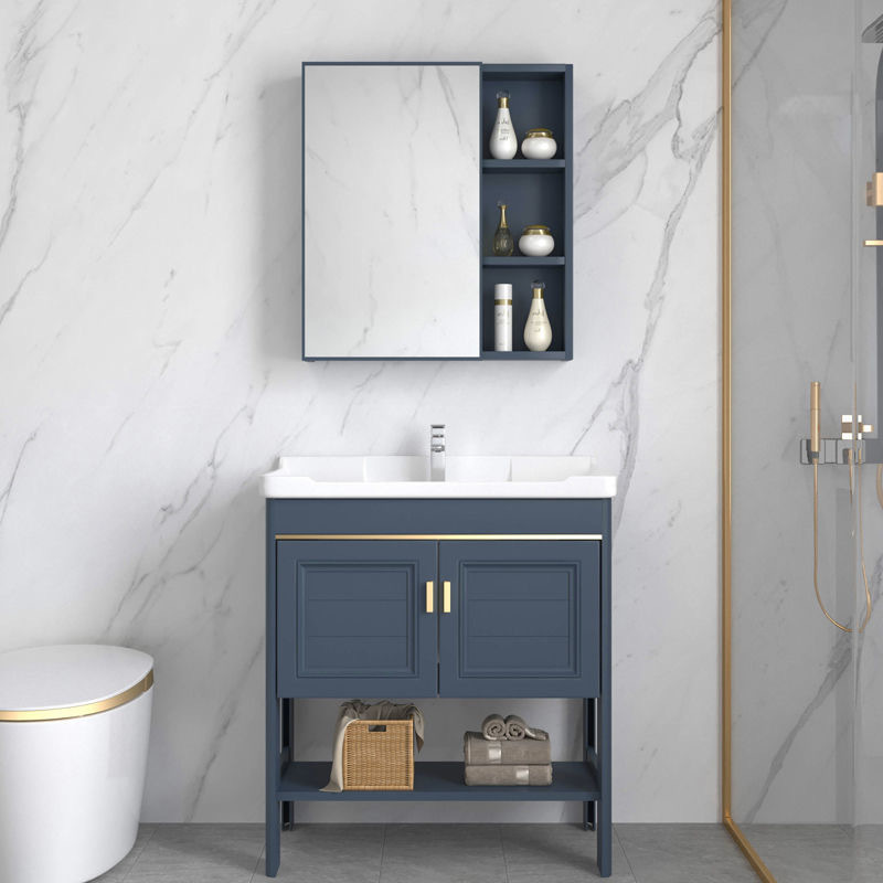 Floor standing washbasin, bathroom cabinet combination, space aluminum bathroom, washbasin, small apartment, simple integrated washbasin