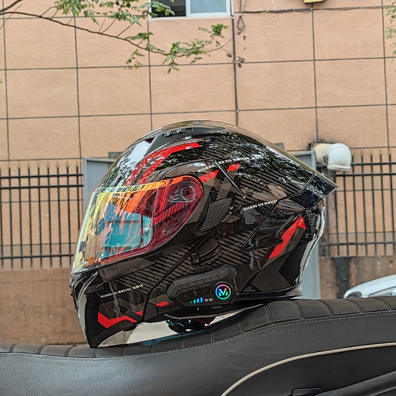 Orz Motorcycle Helmet для отправки Bluetooth мужские и женские открытые шлемы фэнтези -цветовое зеркало Зимнее двойное двойное, полное, четверо, Новый Национальный Стандарт 3C