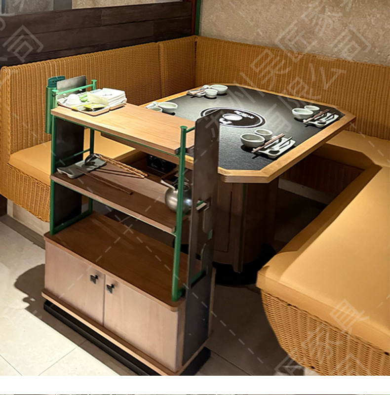 San Chushan Hot Pot Table Smoke free Induction Cooker Integrated Commercial Mountain Slow Fire Stove Stone Mountain Wild Style Chinese Restaurant Table and Chair