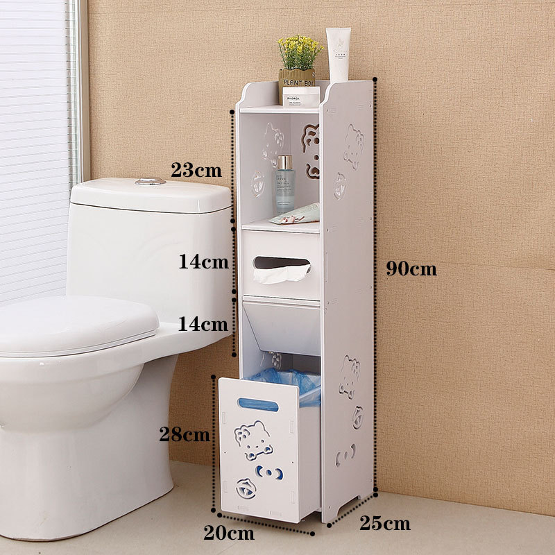 Bathroom side cabinet, toilet side cabinet with garbage bin, bathroom crevice shelf, toilet storage, waterproof storage cabinet