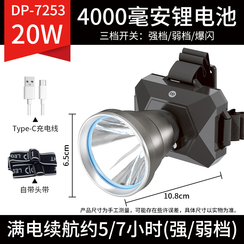 Wholesale rechargeable headlight LED outdoor camping night light waterproof fishing specific headlight head mounted flashlight