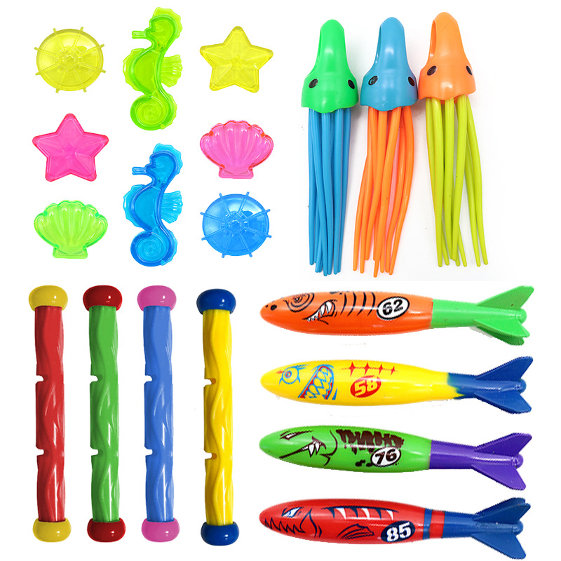 Cross border Amazon diving toys children's swimming pool treasure hunt diving torpedo water ring diamond water play set toys
