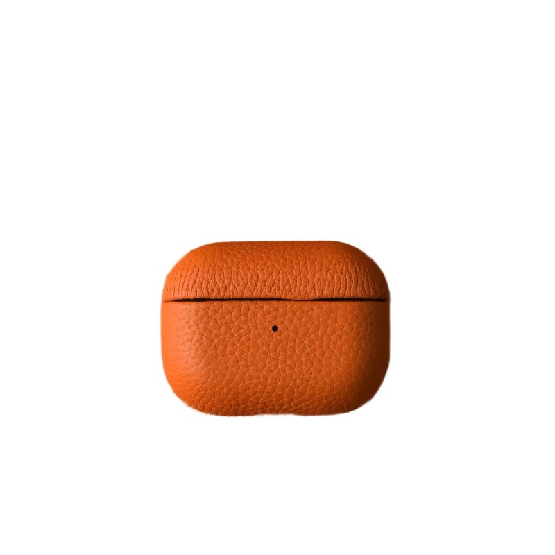 Spot Airpodspro3 protective case suitable for Apple earphones Airpods4 genuine leather lychee pattern earphone case