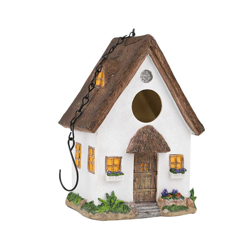 Resin bird nest, bird house, bird house, outdoor hanging courtyard garden decoration, bird feeder ornaments, resin handicrafts